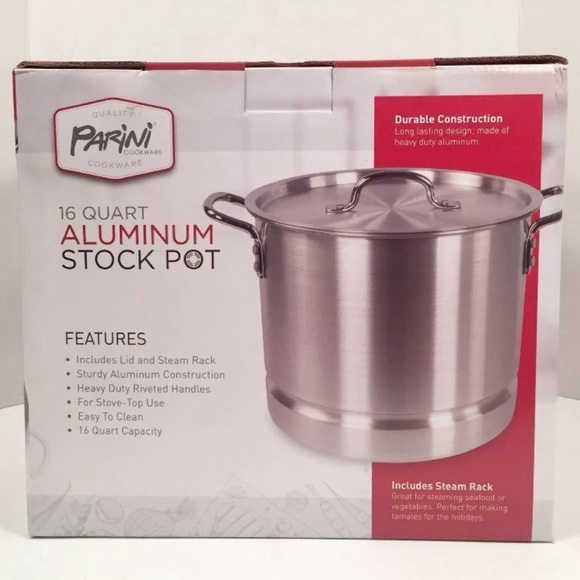 Parini Cookware 16 Qt. Aluminum Stock Pot with Lid & Steamer! - Picture 2 of 3